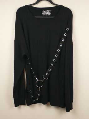 Killstar Ruckus Sweatshirt Unisex 3XL Black Goth O Ring Strap Long Sleeve Metal